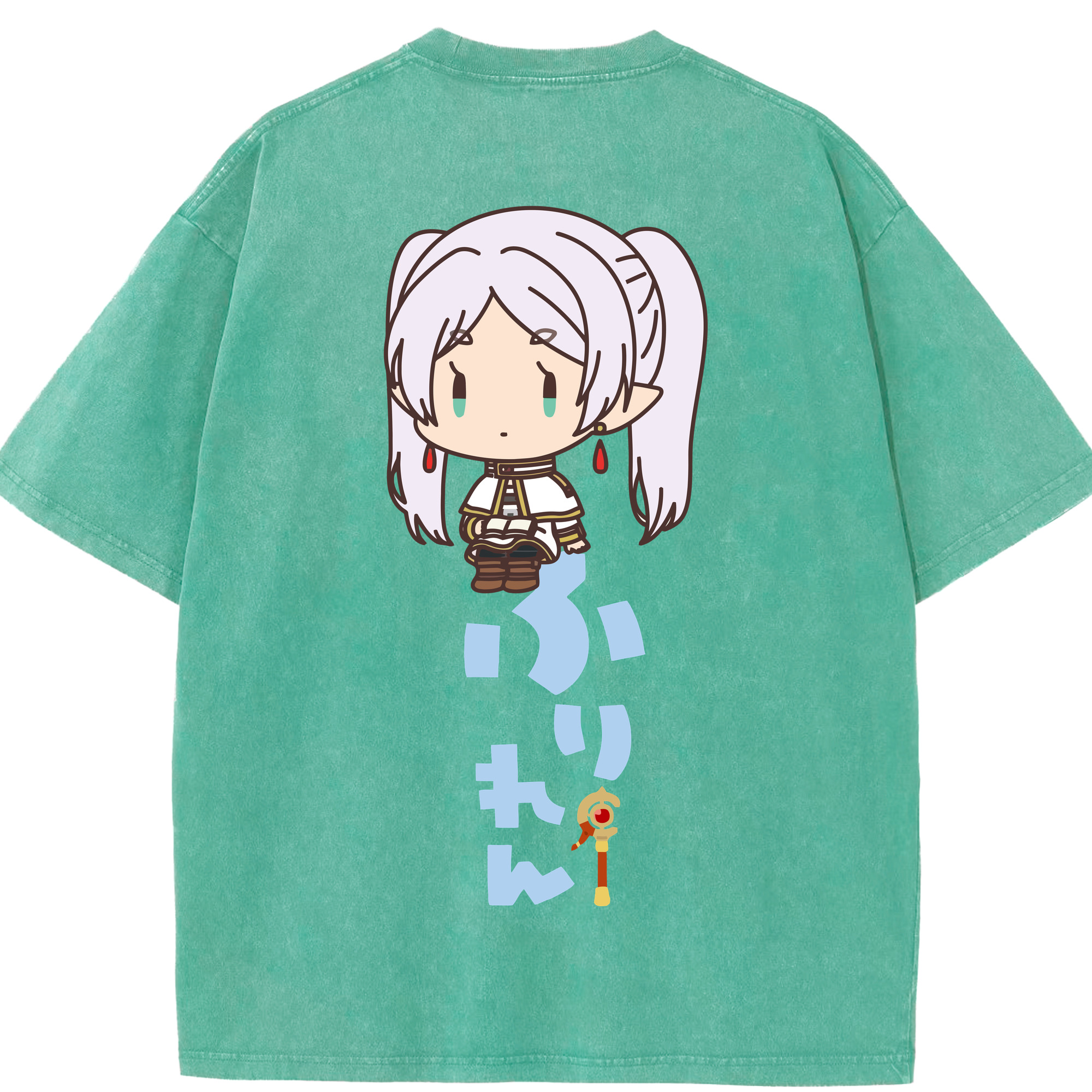 （画像用） 葬送のフリーレン Frieren 綿100% ヴィンテージ風 半袖Tシャツ（背面プリント）